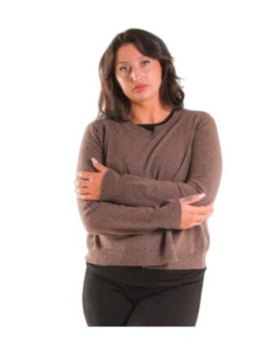 Boob Knitted Nursing Sweater Women's Large Brown Melange Crewneck Wool Blend